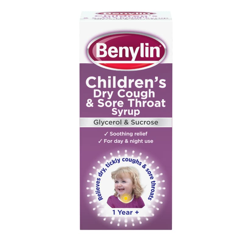 Benylin Children Dry Cough&Sore Throat Syrup 1Yr + Glycerol&Sucrose 125ml